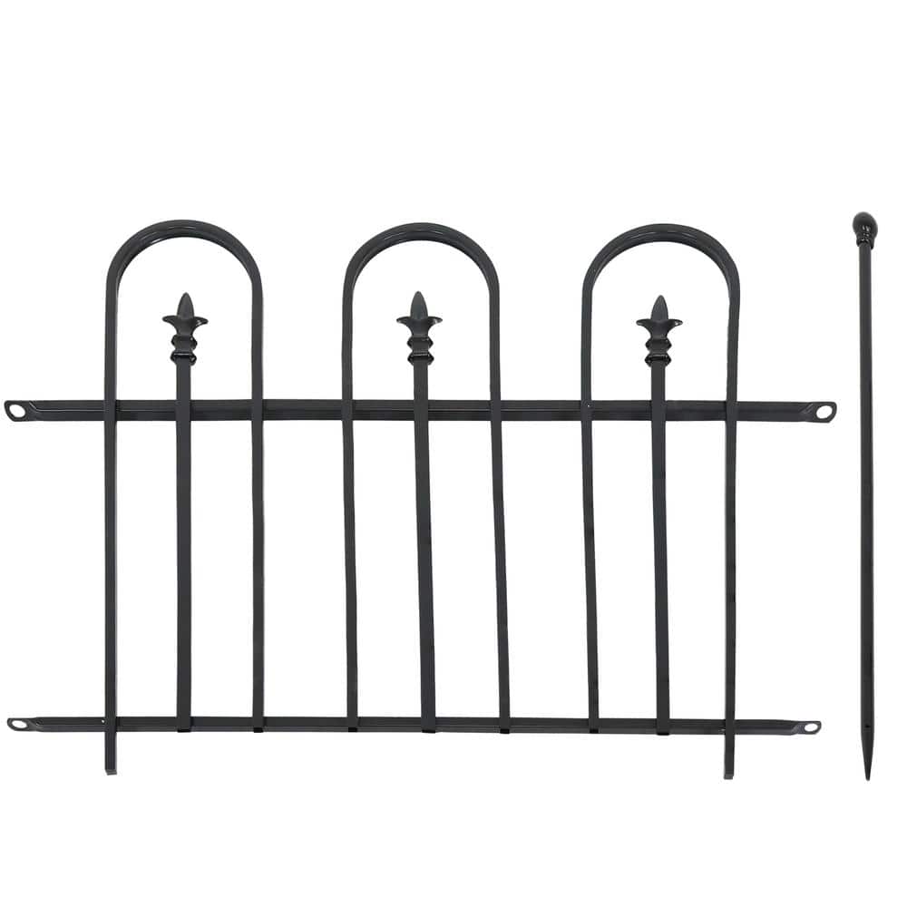 Strasbourg Black Steel Decorative Garden Fence Panels with Posts - 6' Set