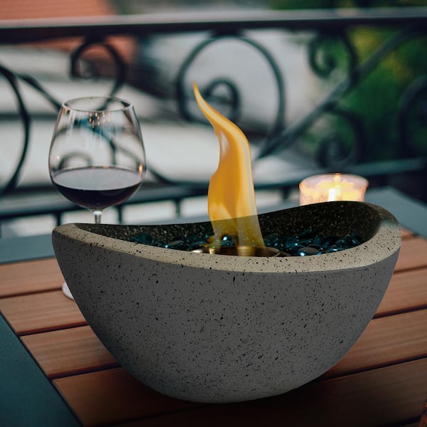 Khaki Mini Fire Pit, Tabletop hot Fireplace, Outdoor Fire Pit, Concrete Fire Pit, Indoor Activities, Fire Glass or Lava Rock and Stainless Steel