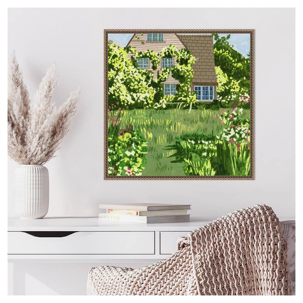 Melissa Wang Green Cottage Garden Canvas Print with Bronze Frame