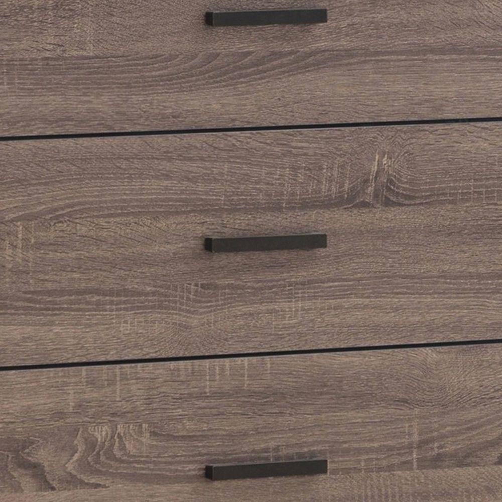 Elegant Brown 5-Drawer Wood & Metal Chest with Vertical Design