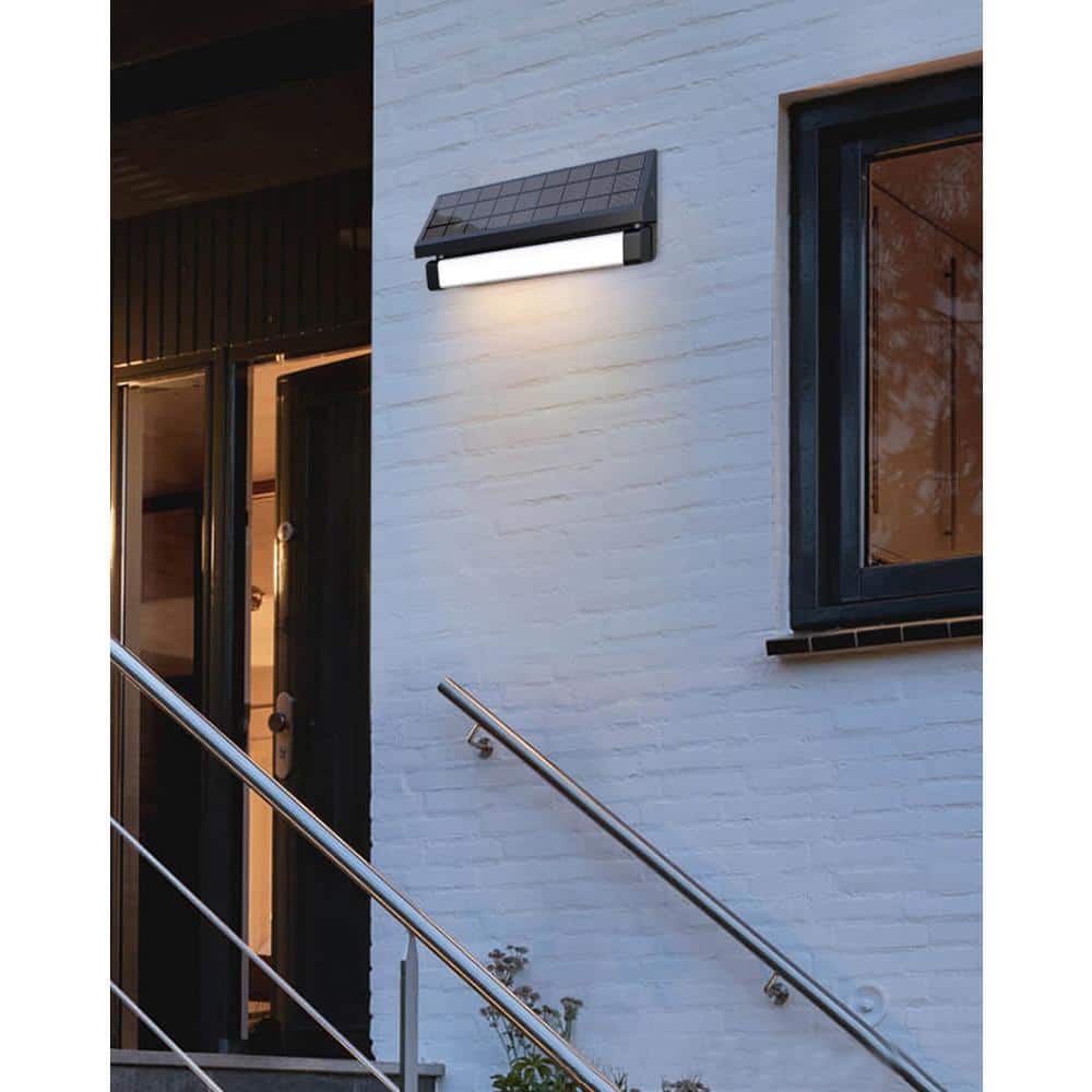 Black Aluminum Solar Powered LED Flood Security Light
