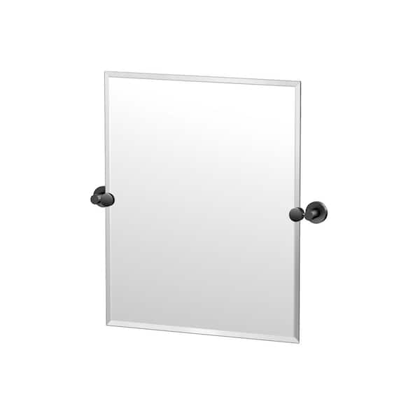 Gatco Glam 20 in. W x 24 in. H Frameless Rectangular Beveled Edge Bathroom Vanity Mirror in Matte Black