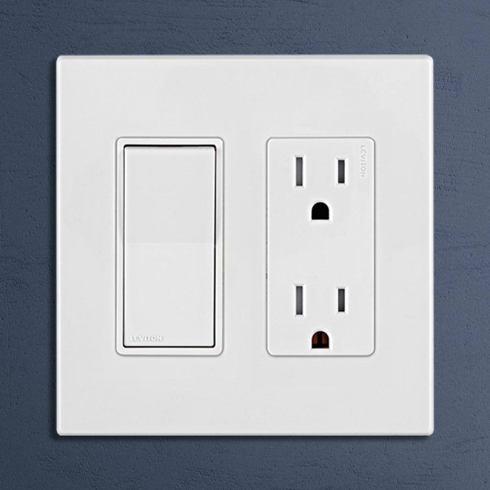 Leviton White Single Pole 15 Amp Rocker Switch