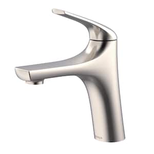 Lemora 1-Handle Deck Mount Bathroom Faucet with Metal Touch-Down Drain in Brushed Nickel
