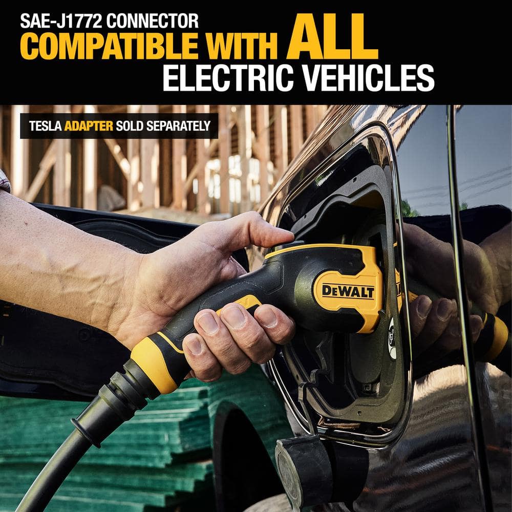 DEWALT Yellow and Black Portable Level 2 Electric Vehicle Charger with 25 ft Cable