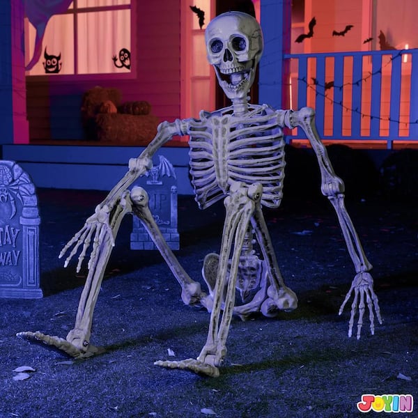 Joyfy 5.6 ft. White Halloween Posable Body Skeleton Made of