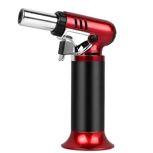Refillable Metal Kitchen Torch Lighter with Fuel Gauge and Adjustable Flame for Cooking and Soldering