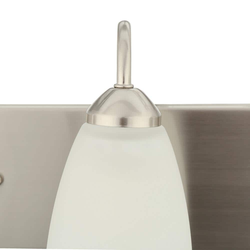 Brushed Nickel 24" 3-Light Dimmable Bath Vanity with Etched Glass Shades