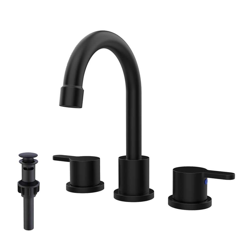 8 in. Widespread 2-Handle Bathroom Faucet With Pop-up Drain Assembly in Mat