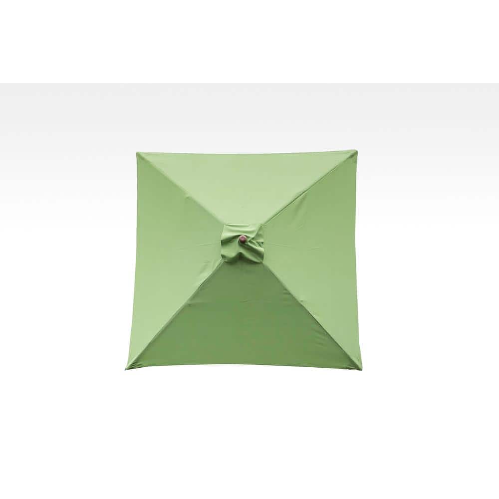 Classic Green Polyester Square Patio Umbrella with Wood Pole