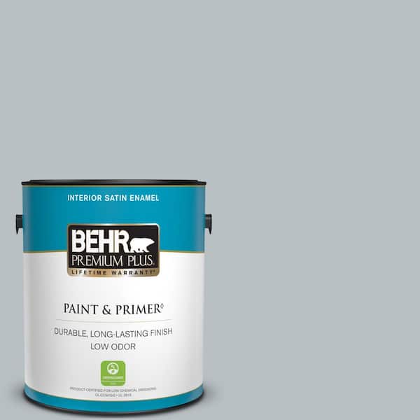 BEHR PREMIUM PLUS 1 gal. #750E-3 Skyline Steel Satin Enamel Low Odor Interior Paint & Primer