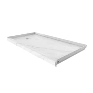 30 in. L x 60 in. W Single Threshold Alcove Shower Pan Base with Left Hand Drain in Oyster
