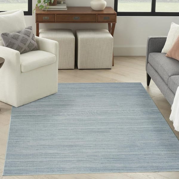 4 ft. x 6 ft. Aqua Abstract Washable Area Rug