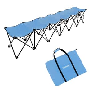 Portable 6-Seater Folding Team Sports Sideline Bench (Light Blue)