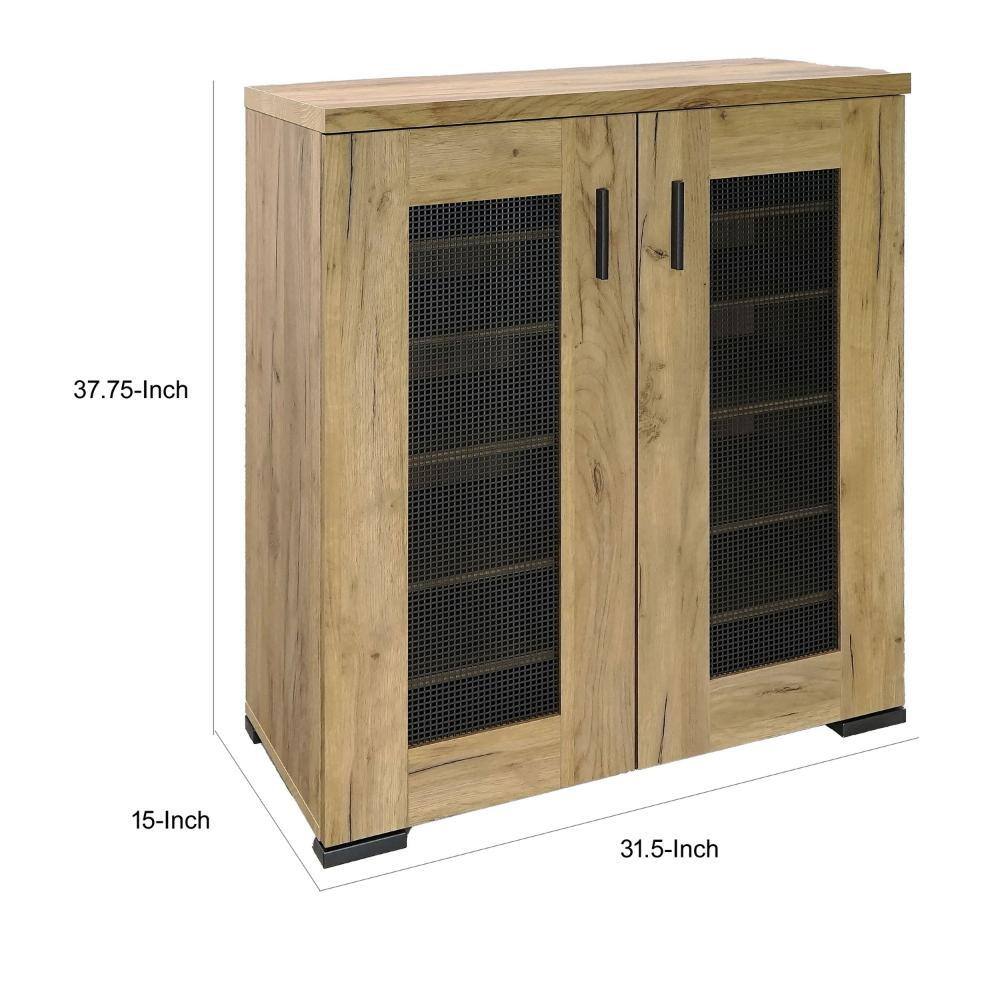 Golden Oak Brown Freestanding Accent Cabinet with Adjustable Shelving