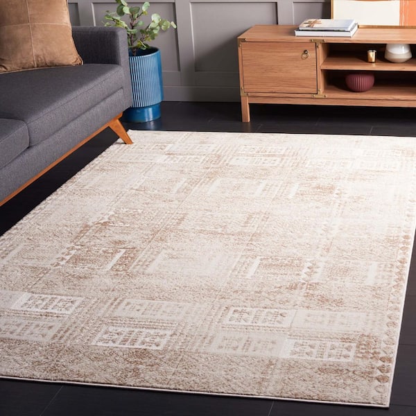 Whisper 9 ft. x 12 ft. Beige/Light Beige Distressed Oriental Area Rug