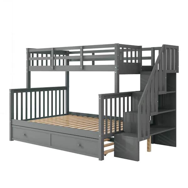 Unbranded Gray Twin-Over-Full Bunk Bed