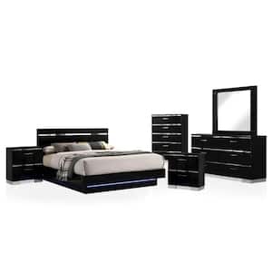 Gensley 6-Piece Black and Chrome King Bedroom Set