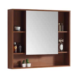 33.46 in. W x 29.53 in. H Large Rectangular Brown Surface Mount Medicine Cabinet with Mirror