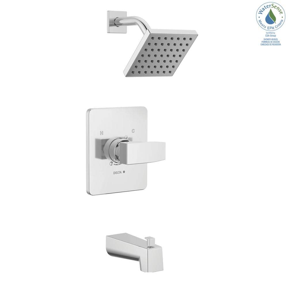 Chrome Single-Handle Square Tub and Shower Trim Kit