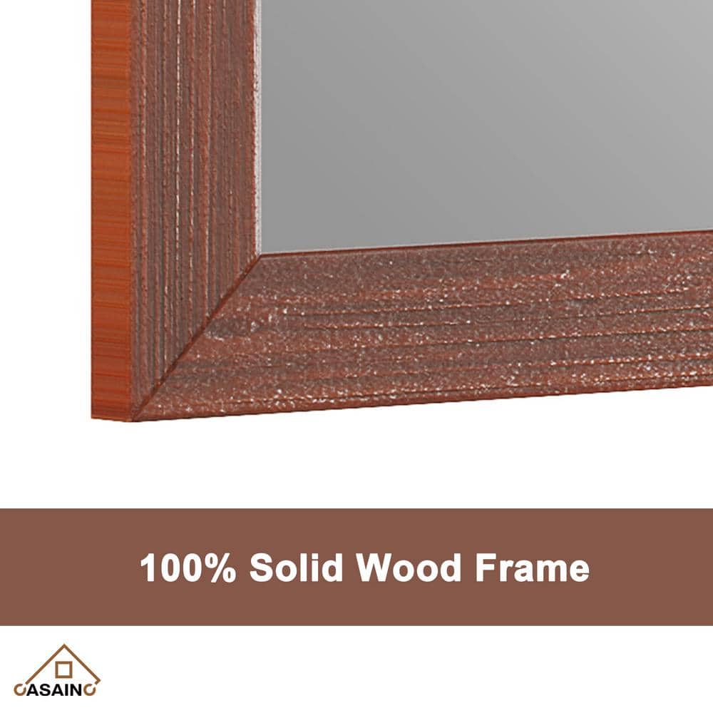 Large Brown Rectangular Wood Framed Vanity Mirror
