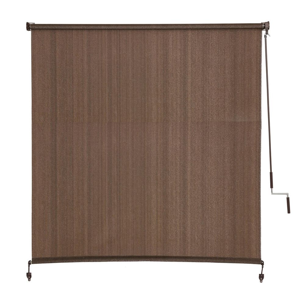 Hampton Bay Coffee 85% UV Blocking Crank Wand Outdoor Roller Shade