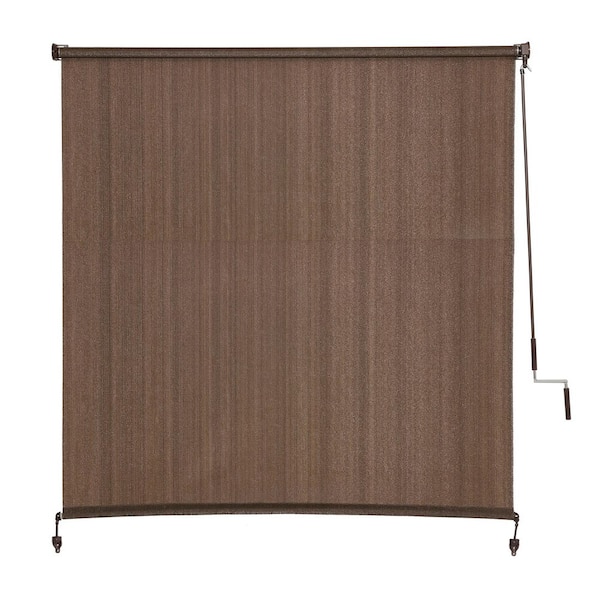 Hampton Bay Coffee 85% UV Blocking Crank Wand Outdoor Roller Shade