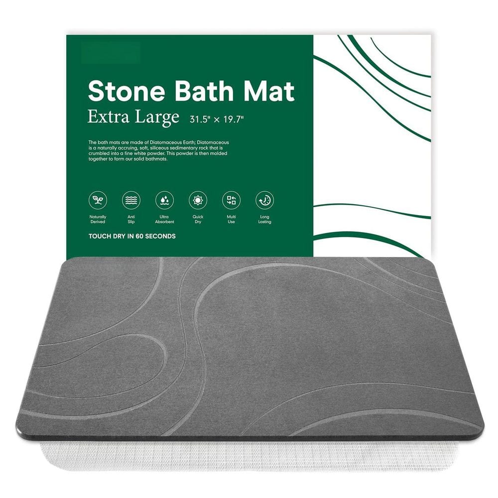 19.7 in. x 31.5 in. Large Stone Bath Mat in Dark Grey, Super Absorbent Diatomaceous Earth Bath Mat, Quick Dry Non-Slip price history on PriceWatchPro