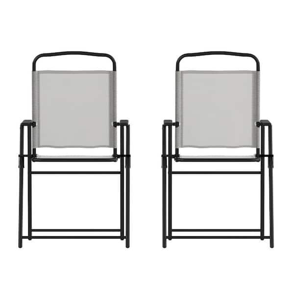 Carnegy Avenue Black Steel Outdoor Lounge Chair in Gray (Set of 2)
