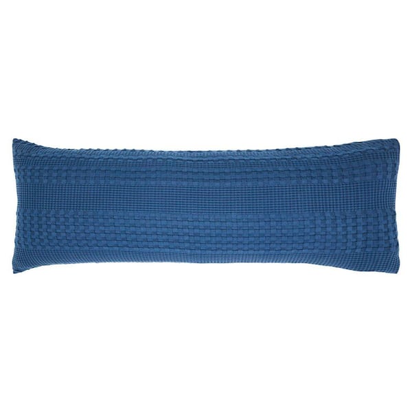 Waffle Weave Navy Blue 20x54 Body Pillow Cover