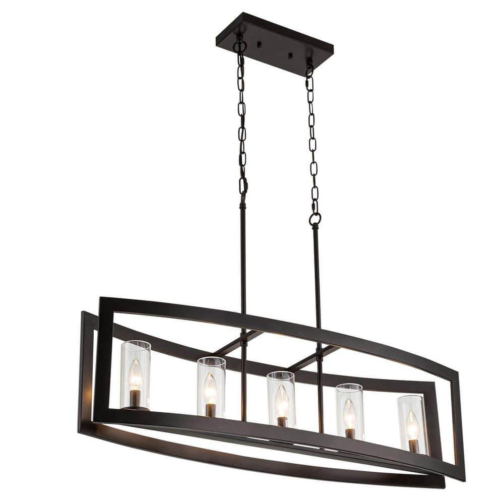 Oil Rubbed Bronze 5-Light Industrial Cage Pendant