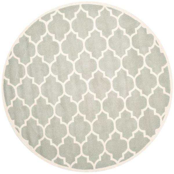 SAFAVIEH Chatham Grey/Ivory 7 ft. x 7 ft. Round Area Rug