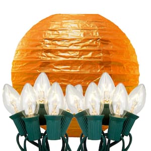 10 in. 10-Light Orange Paper Lantern String Lights