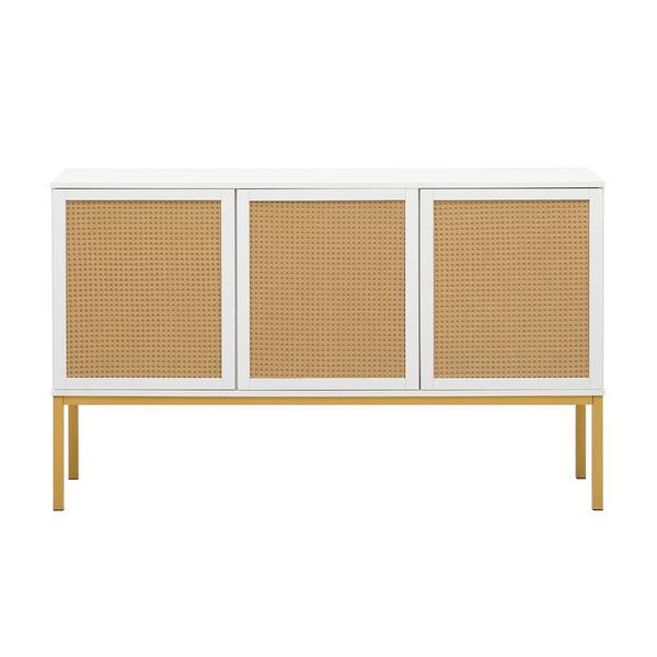 Spaco White MDF 54 in. Large Storage Space Sideboard with Artificial