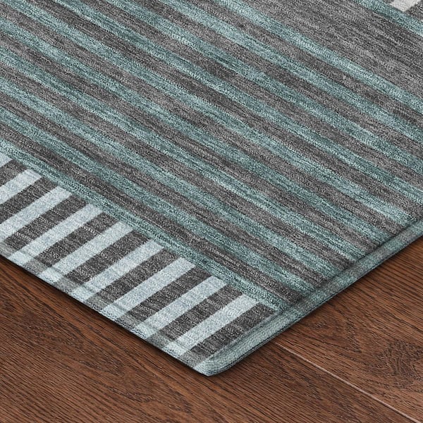 Mayfield Premium Machine Washable Abstract AMF2549 Charcoal 3 ft. x 5 ft. Area Rug