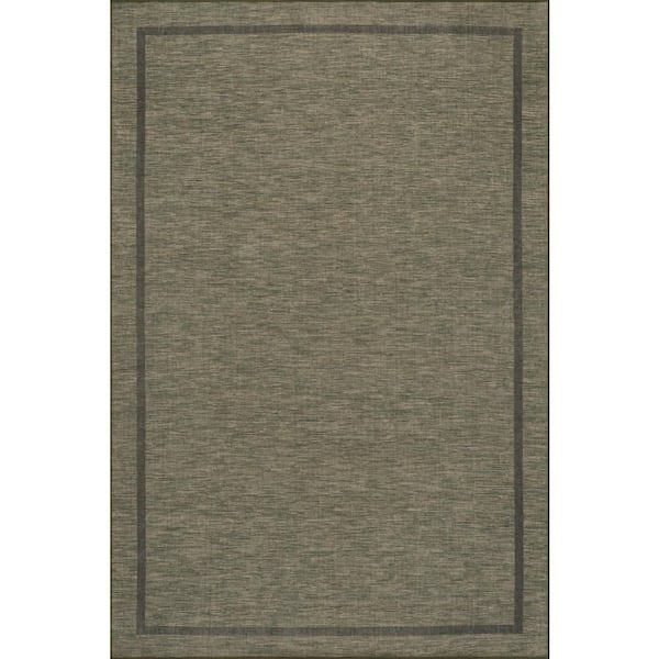 Nate Berkus x Rugs Hanover Modern Bordered Washable Green 8 ft. x 10 ft. Indoor Area Rug