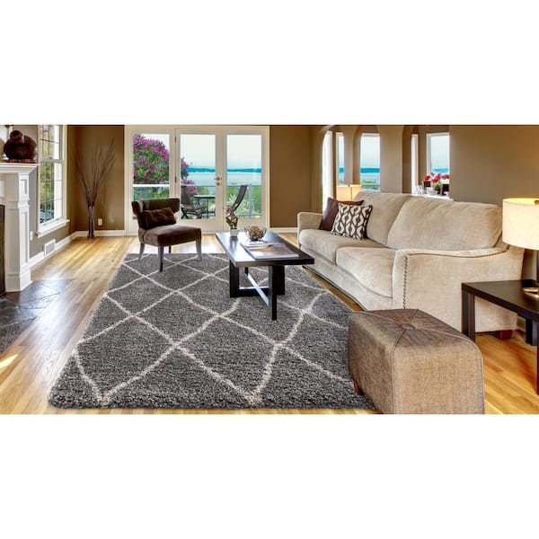 Ocean Shag Trellis Silver 8 ft. x 10 ft. Area Rug