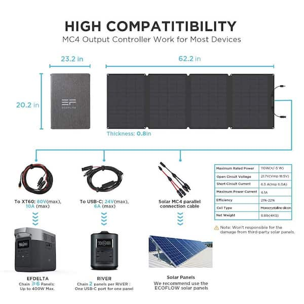 EcoFlow solar panel parallel connection cable 