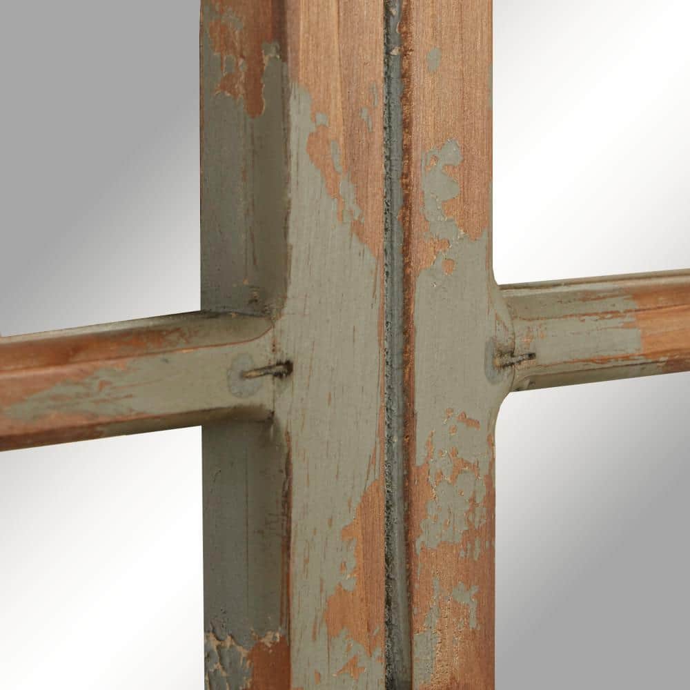 Gray and Brown Weathered Nautical Windowpane Wall Mirror