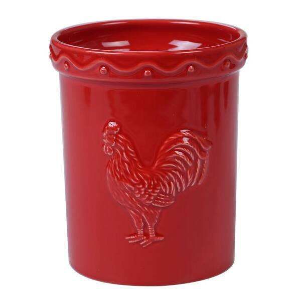 Certified International Homestead Rooster 6.75 in. Multi-Colored Tool Crock