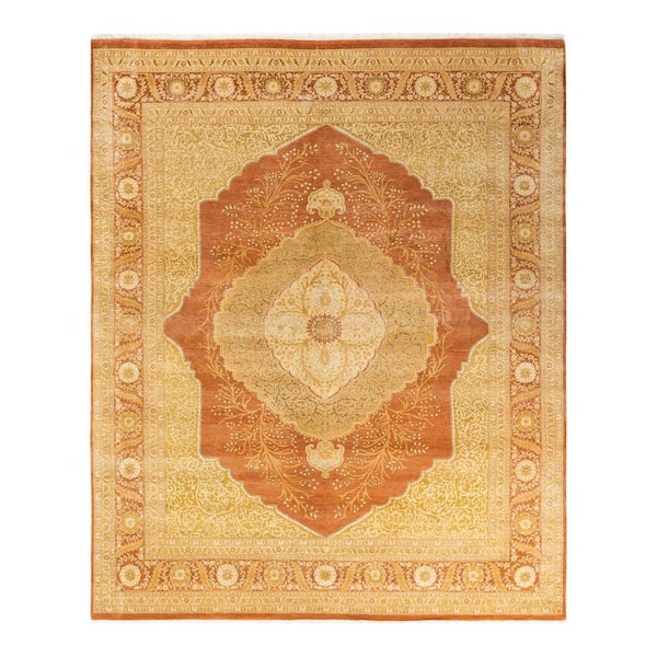 Mogul Brown 8 x 10 Oriental Wool Indoor Area Rug
