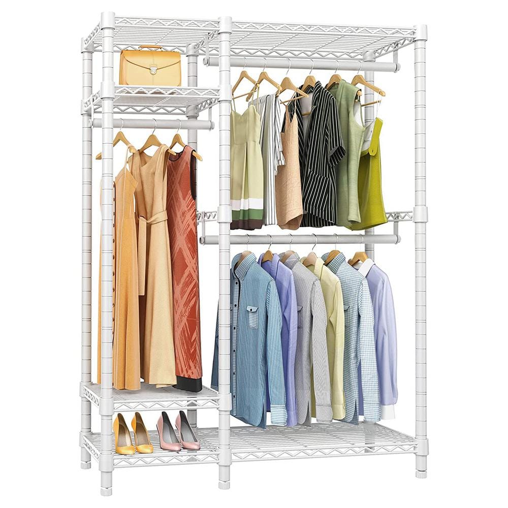 White Metal Garment Clothes Rack 45 in. W x 71 in. H rack-553 - The ...