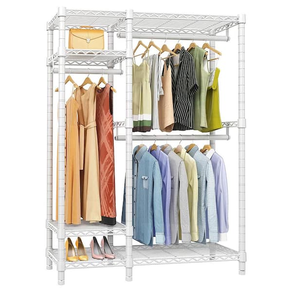 71 Inch Portable Closet Walk-In Wardrobe Clothes Rack Storage Organizer  with Shelf Gray 