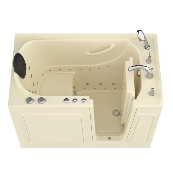 Universal Tubs Safe Premier 53 in L x 30 in W Right Drain Walk-In Whirlpool and Air Bathtub in Biscuit
