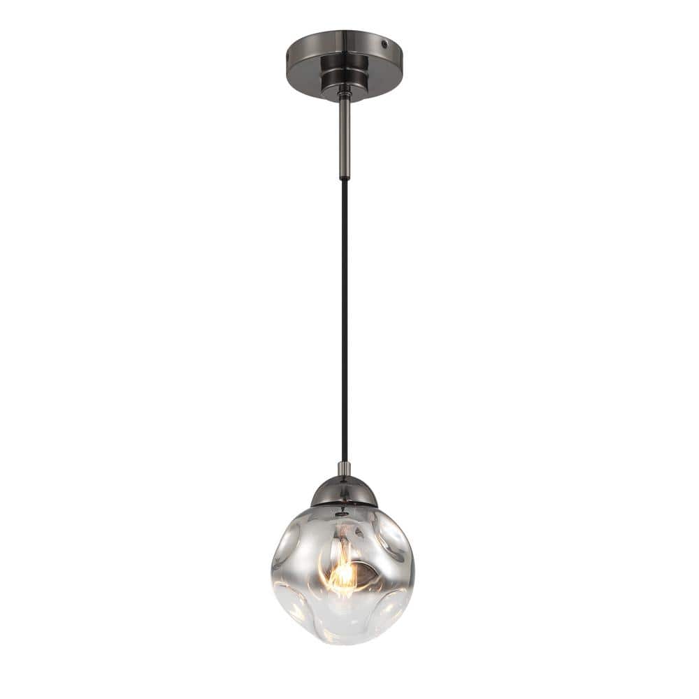 Neveh 60-Watt 1-Light Gun Metal Globe Mini-Pendant Light to Wall Sconce with Smoked Grey Glass Shade, No Bulb Included price history on PriceWatchPro