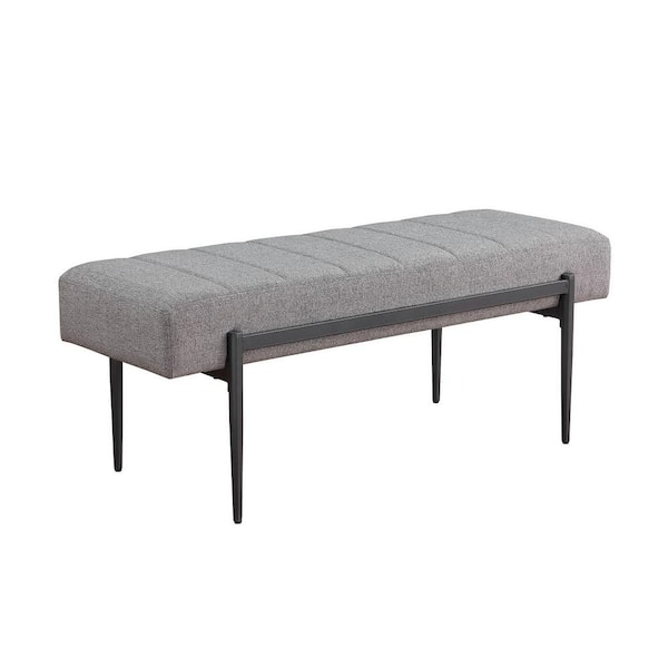 JAYDEN CREATION Rita Grey Modern 47.25" Wide Chenille Fabric Bench
