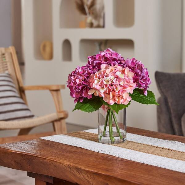DR.Planzen Faux Series 13 in. Red Indoor Artificial Silk Hydrangea