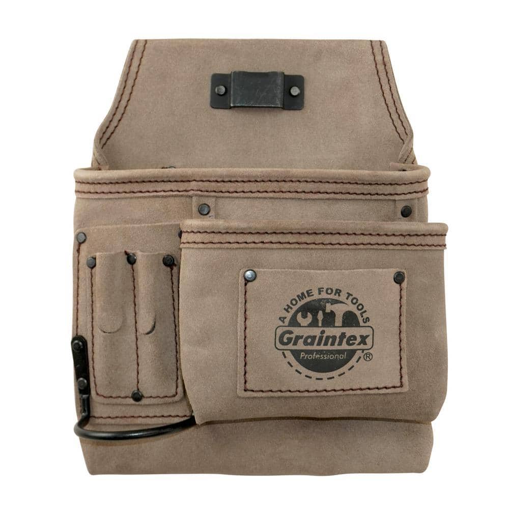Graintex 5-Pocket Suede Leather Right Handed Nail and Tool Pouch
