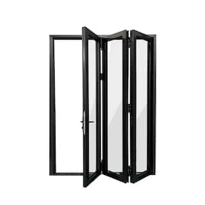 Eris 96 in. x 96 in. Left Swing/Outswing Black Aluminum Folding Patio Door