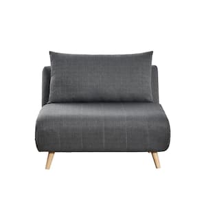 Dark Gray Fabric Tri-Fold Sleeper Side Chair Convertible